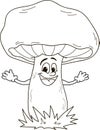 Coloring page outline of cartoon smiling cute mushroom. Colorful vector illustration, summer coloring book for kids Royalty Free Stock Photo